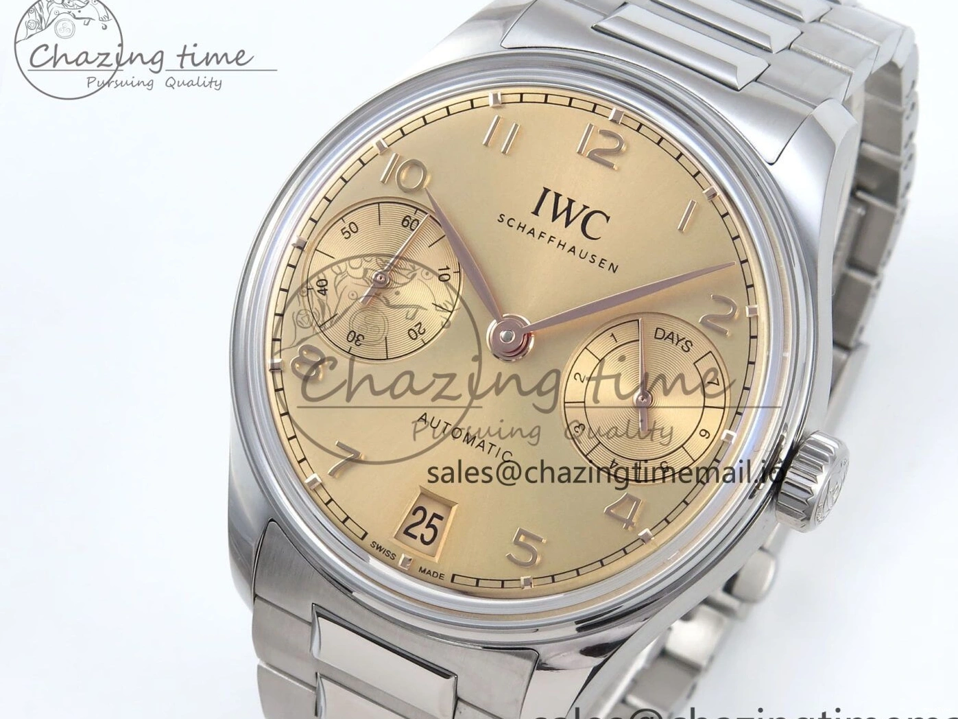 MIROTIME 0314 Portugieser Auto IWC0562B APSF 1:1 Best Edition Gold Dial on SS Bracelet A Reliable 6996